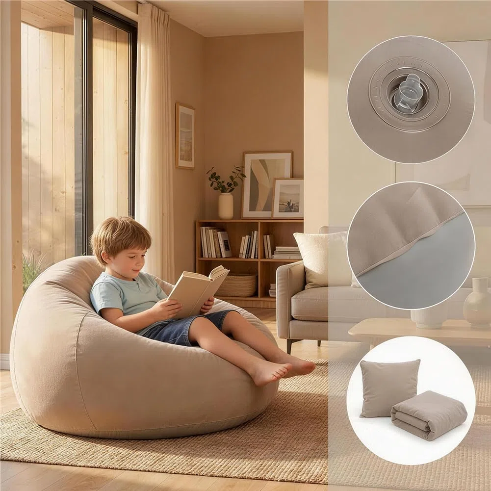 Pouf gonfiabile, sedia gonfiabile, divano, pouf gonfiabile, poltrona gonfiabile per soggiorno, camera da letto, giardino, campeggio (caffè)
