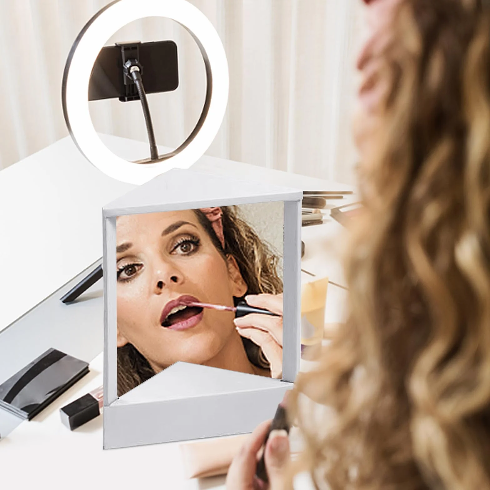 True Mirror - Specchio non reversibile, senza retromarcia, triangolare fisso, non retromarcia, per immagini reali (A)