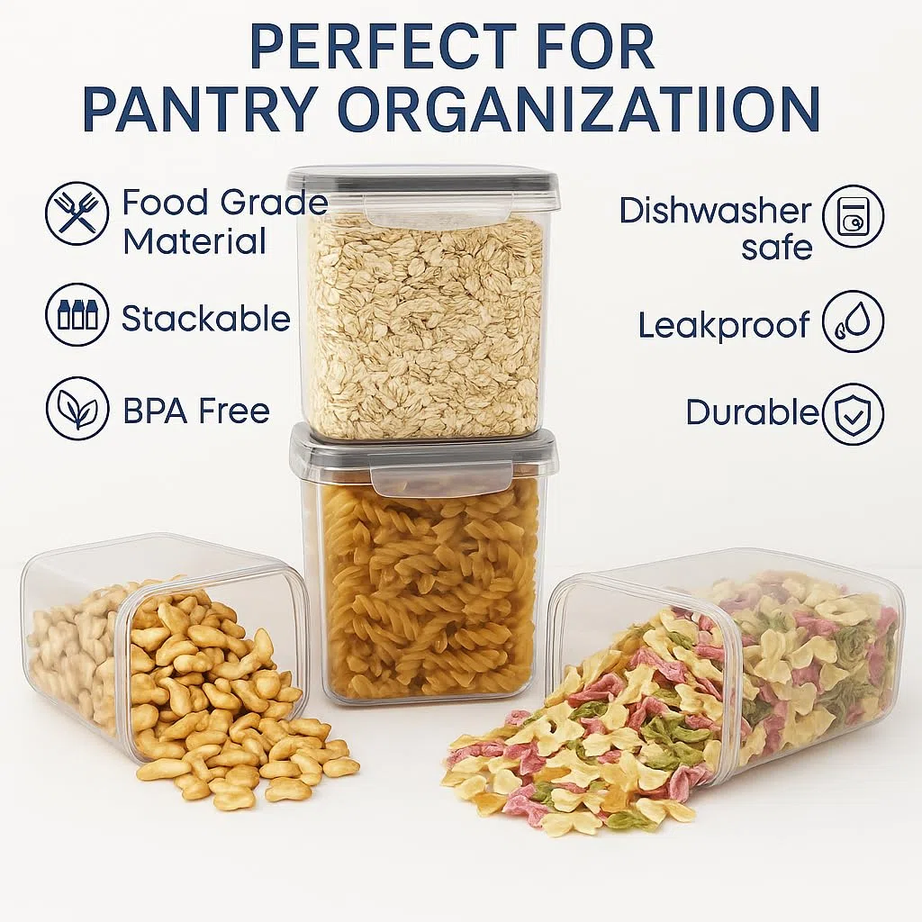 GiDeli Contenitori con coperchio ermetici – Set di 24 contenitori in plastica – senza BPA – Scatole da cucina grandi – Organizzatore per farina, zucchero e grani – con penna ed etichetta