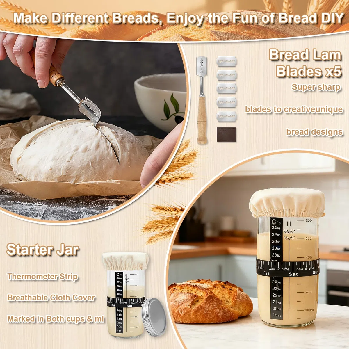 12 Pezzi Cestino Lievitazione Pane, Lievitazione Pane Rattan 25,4cm &23,5cm, Cesto in Rattan Naturale con Tela di Lino, Accessori per La Cottura Del Pane, Grande Regalo per Principianti
