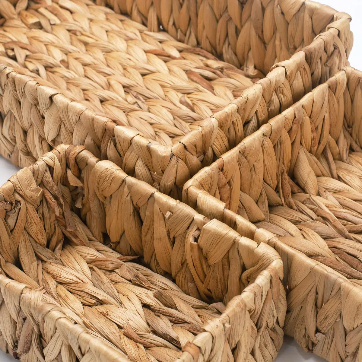 3 Pezzi Cestino Portaoggetti in Vimini, Cestini in Giacinto D'acqua Naturale Rettangolare, Cesto di Intrecciato Decorativo per Bagno, Scaffale, Cucina, Soggiorno