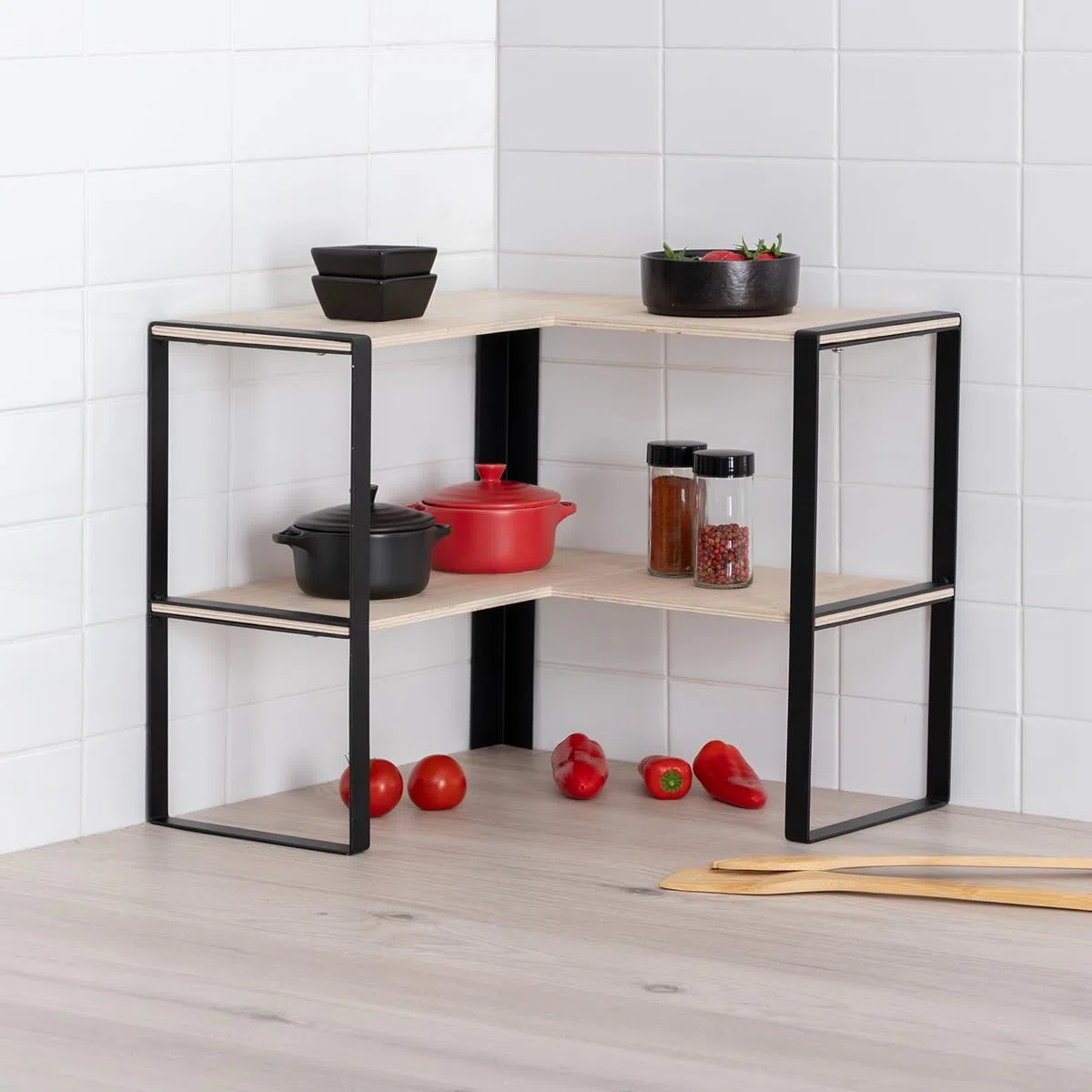 5five - scaffale angolare a 2 livelli blackwood