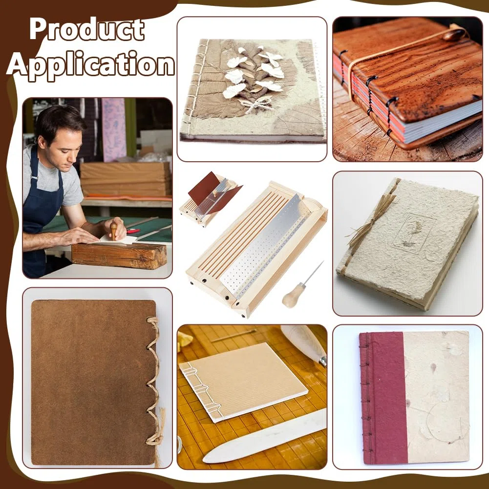 NBEADS Strumento di Punzonatura della Firma per La Rilegatura di Libri, Culla per Punzonatura Legatoria con Guida per Perforazione Strumenti per Rilegatura Punteruolo in Legno Lavori Fai da Te Libri