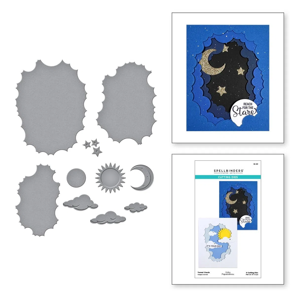 Spellbinders S6-233 Tunnel Clouds Etched Dies from The Tunnel Scapes Collection di Vicky Papaioannou
