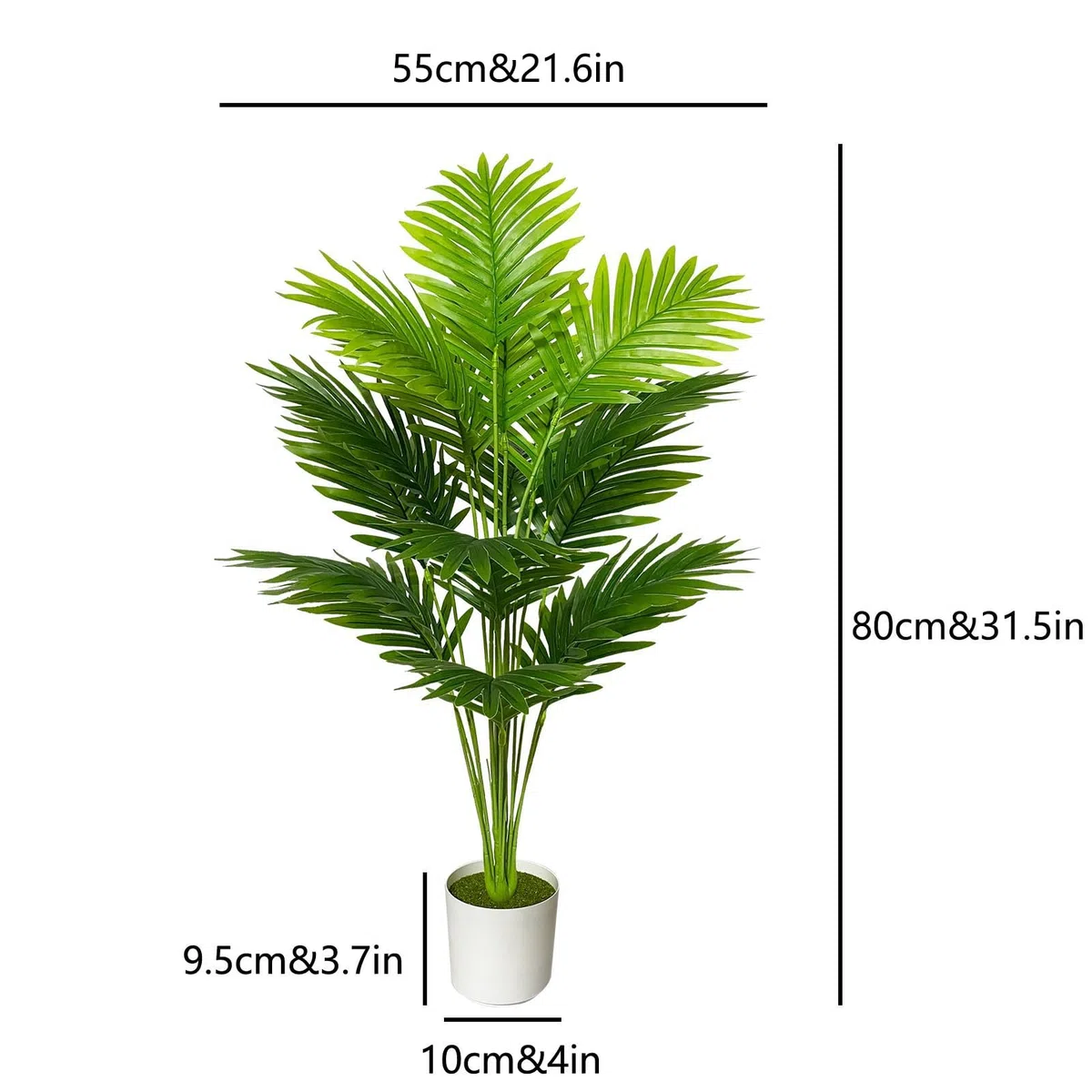 Pianta Artificiale Grandi Piante Finta da Interno Esterno, Alberi Finte in Plastica Vaso Decorativa per Soggiorno Camera da Letto Cucina Balcone Ufficio Casa (80cm Verde Palma)