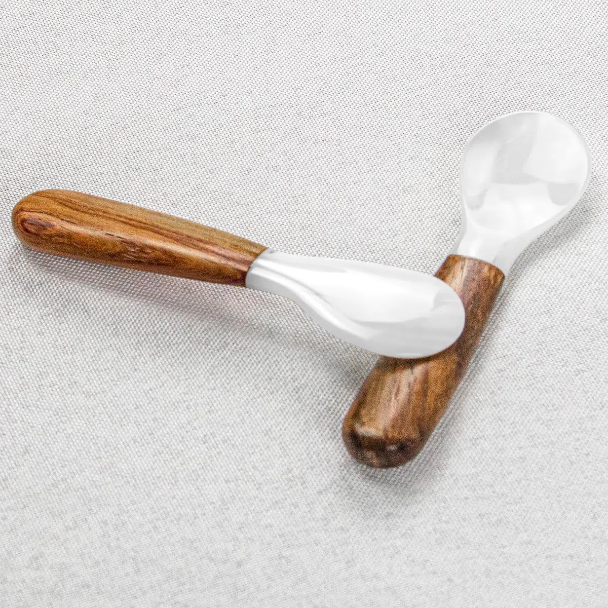 DUEBEL Set di 6 cucchiai di caviale con manico in legno, 12 cm, cucchiaio in madreperla per caviale, riserve uova, catering