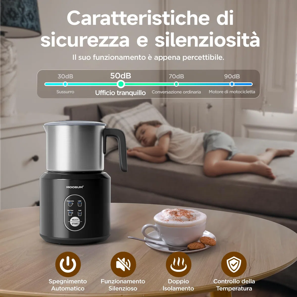 Elettrico 500ml per Cappuccino, Macchina per Schiuma Latte Calda e Fredda, Scaldalatte Automatico, Cioccolata Calda, Acciaio Inossidabile Sicuro per Lavastoviglie,acciaio inossidabile