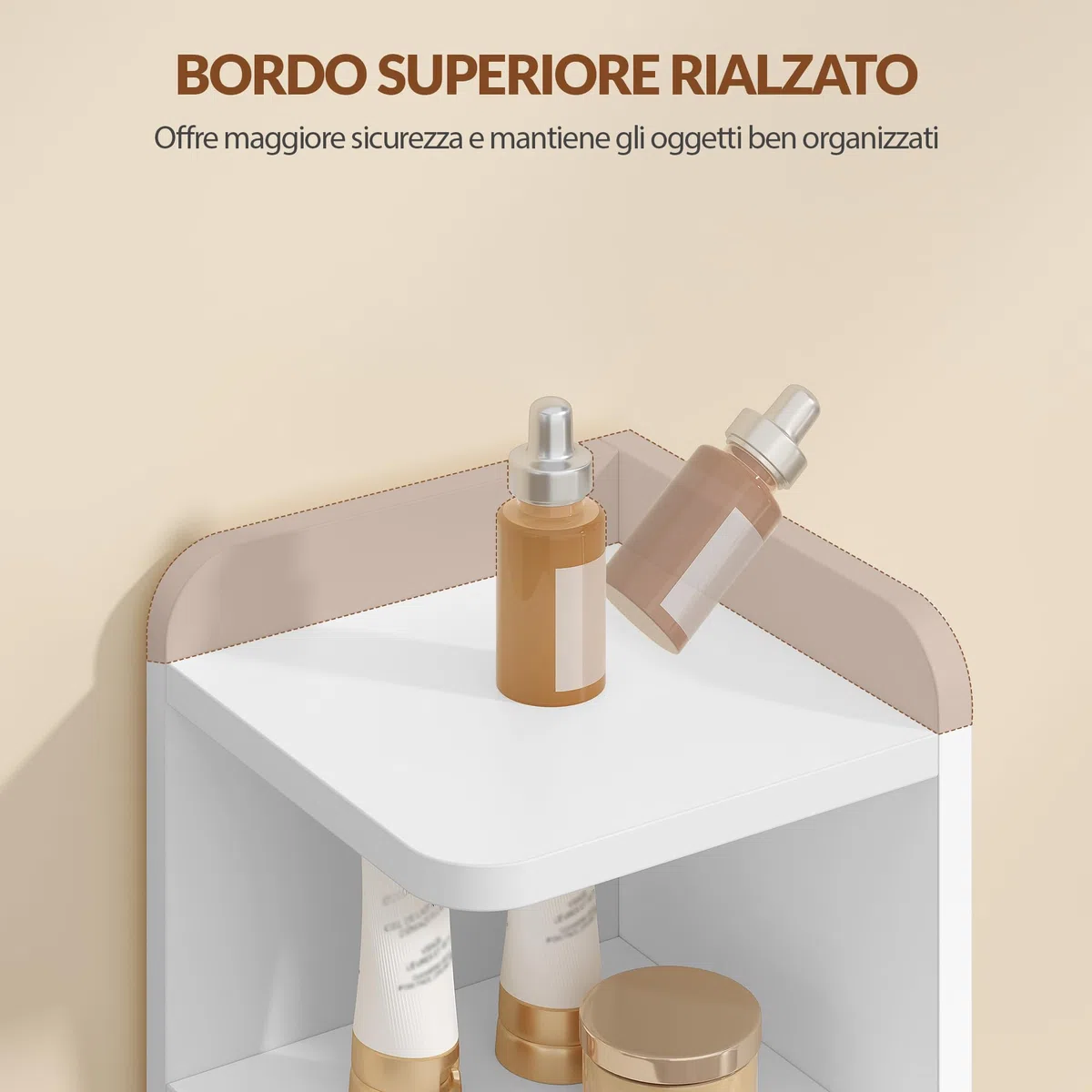 Mobile da Bagno, Mobiletto Bagno Salvaspazio, Design a Doppia Zona Aperta e Chiusa, Ripiani Regolabili, 20 x 20 x 90,5 cm, Bianco FFBC011PW1