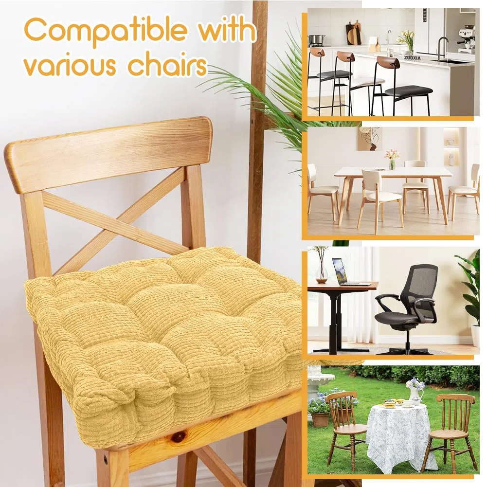 Set di 2 cuscini per sedia, 40 x 40 cm, per interni ed esterni, spessi, adatti per casa, giardino, ufficio e sedili auto (giallo)