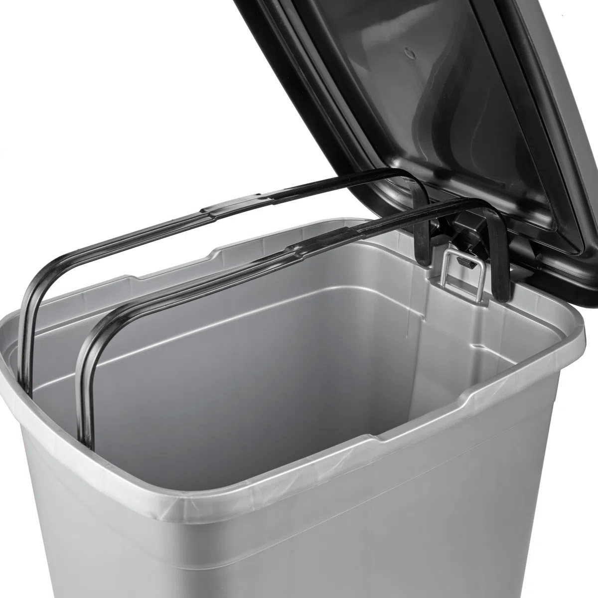 keeeper pattumiera a pedale, 40 l, facile da pulire, pedale per apertura e chiusura igienica, contenitore per rifiuti, 32 x 42 x 53 cm, Olaf, Light Silver (Argento)