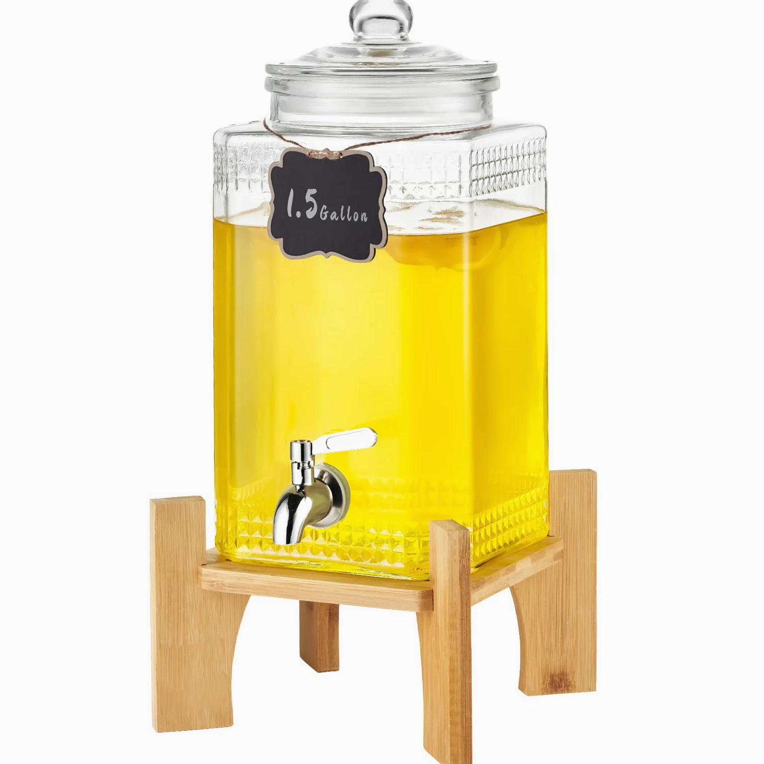 VEVOR Dispenser per Bevande di Vetro, Dispenser per Bevande da 5,5 Litri per Feste, con Supporto, Rubinetto Acciaio Inossidabile, Dispenser per Acqua per Succo, Tè Freddo, Ristoranti, Hotel, Feste