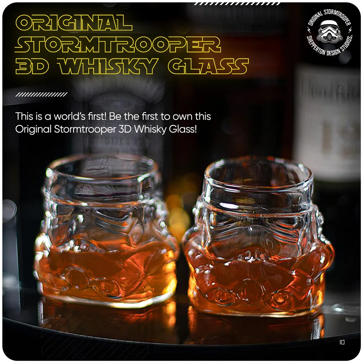 ThumbsUp! Set di 2 bicchieri da whisky originali a forma di casco Stormtrooper trasparenti, per whisky, bourbon, scotch e gin, 300 ml ciascuno, set regalo perfetto per uomo