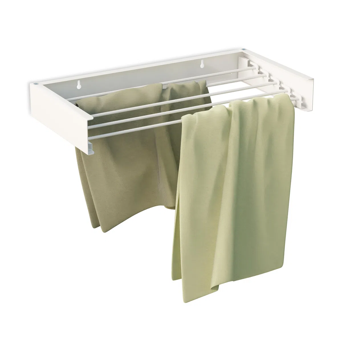 Relaxdays Stendino da Parete Pieghevole, HLP: 11,5 x 85 x 42,5 cm, Filo Asciugatura 4,15 m, Stendibiancheria, Bianco