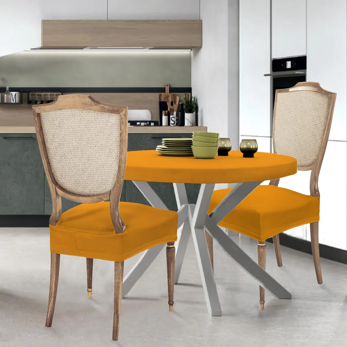 Banzaii – Coprisedia Antimacchia senza Schienale – Coprisedia solo Seduta per sedie da cucina, sala da pranzo, cerimonia, ristoranti – 6 Pezzi Oro Made in Italy