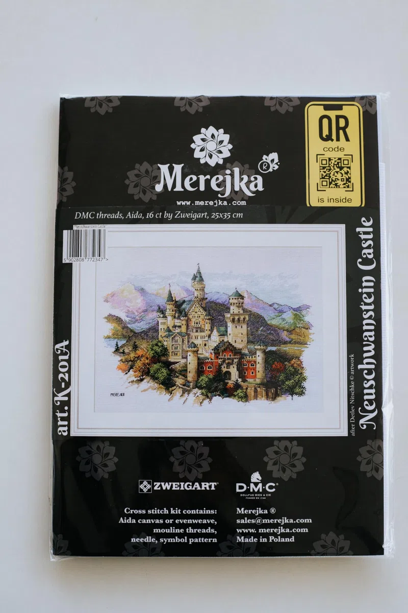 Merejka Set per punto croce, motivo: castello di Neuschwanstein, 25 x 35 cm