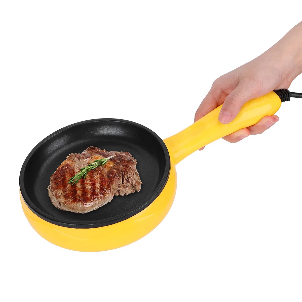 Padella Pancake Elettrica, Padella Multifunzione per Mini Uova da 350 W con Manico Padella Antiaderente per Hamburger Bistecca Colazione, per Campeggio in Dormitorio