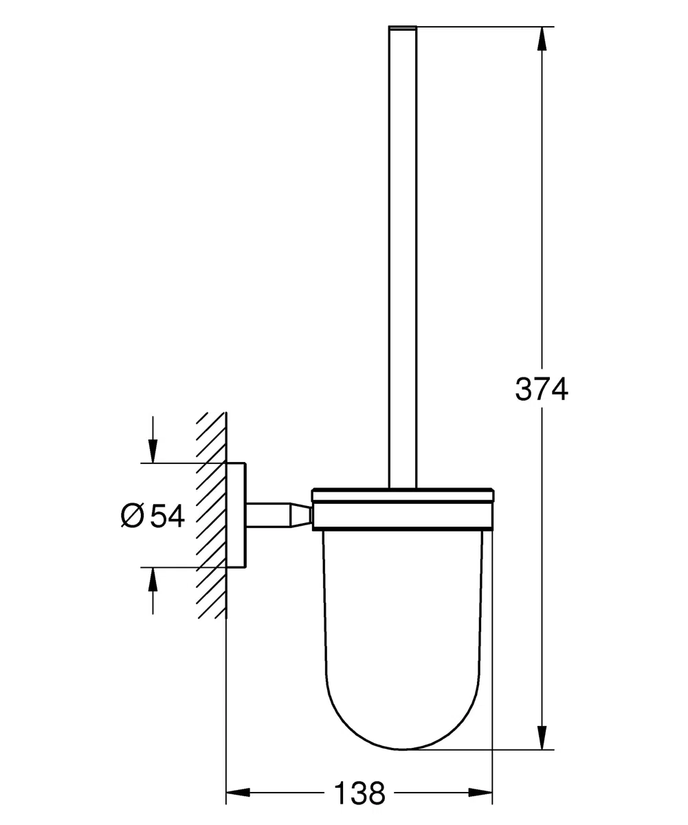 GROHE QuickFix Start Cosmopolitan, Set scopino per WC vetro e metallo, montaggio a parete, fissaggio nascosto, viti e tasselli inclusi, montaggio facile con GROHE QuickGlue, 374 mm, Cromo, 41169000