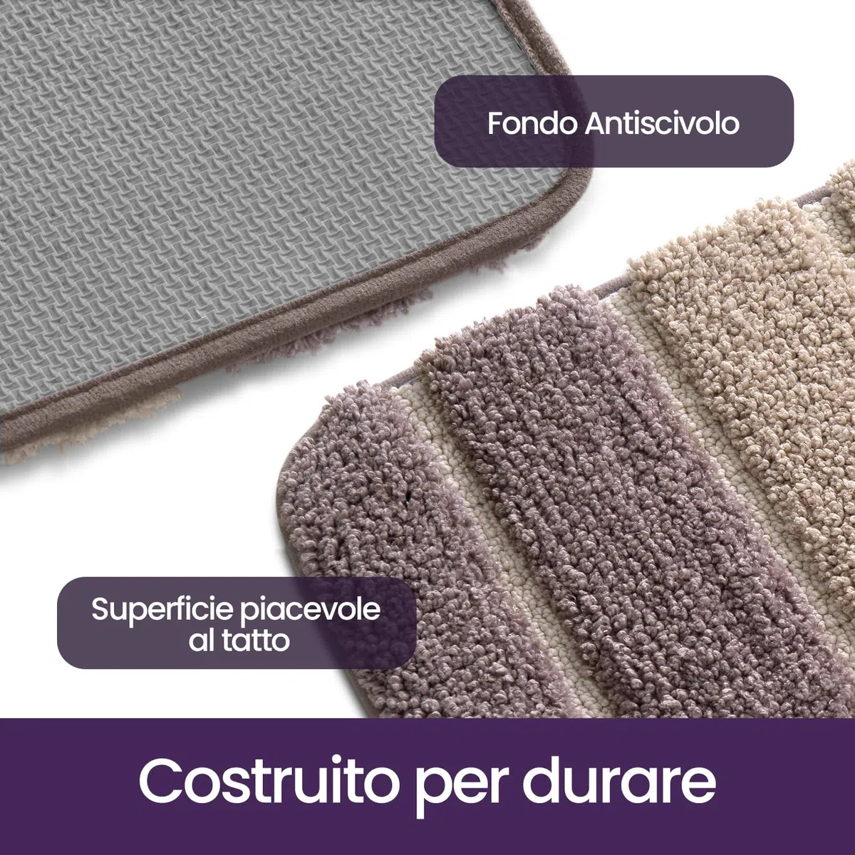 DEXI Tappeto Bagno 50 x 80 cm, Tappetino Antiscivolo, Soffice Tappeti in Microfibra, Assorbente, Lavabile in Lavatrice, Beige