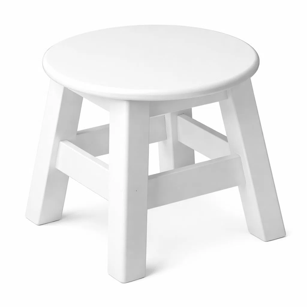 Druline Sgabello in Legno Bianco 24 cm x 25 CM