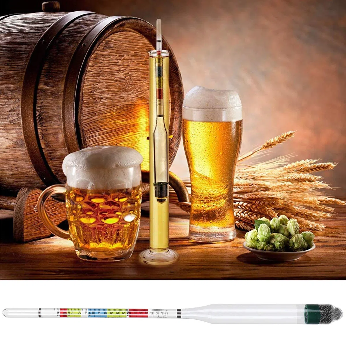 Densimetro, con Zucchero Etanolo Densità Tripla Scala Gravità Specifica ABV Tester Strumento di Misurazione della Birra per Birra Fatta in Casa Birra Vino Idromele e Kombucha