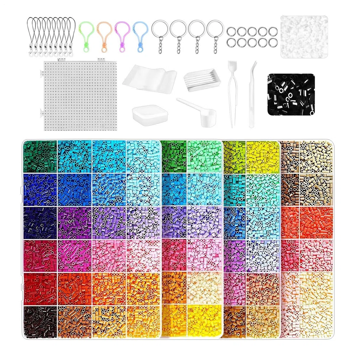 Generisch Perline da stirare per bambini, set fai da te fatto a mano, 24-96 colori, perline da stirare per feste di compleanno per bambini, progetti scolastici, attività familiari, campo estivo a casa