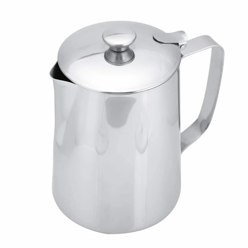 MAGT Bricco per Latte, 1000ml Brocca per Schiumare in Acciaio Inossidabile con Coperchio Brocca per Latte per Cappuccino ed Espresso