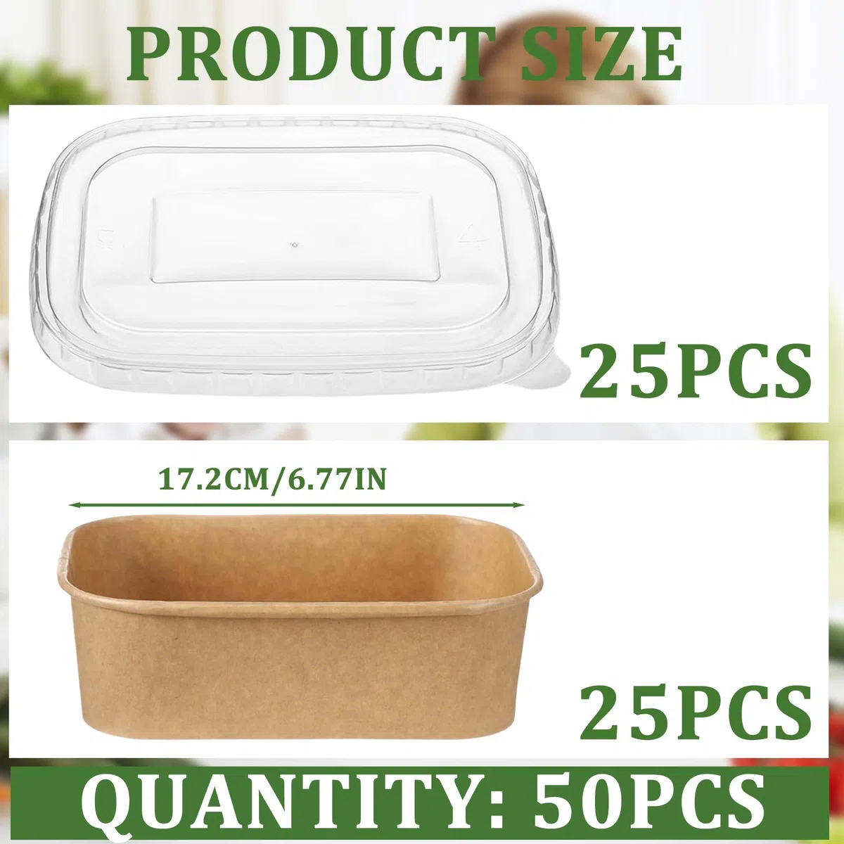 Ciotola in carta kraft usa e getta, 500 ml, stabile con coperchio in PET, scatola di carta kraft Take Away, ciotole di carta kraft resistente all'acqua e all'olio, per cibo da asporto, viaggi