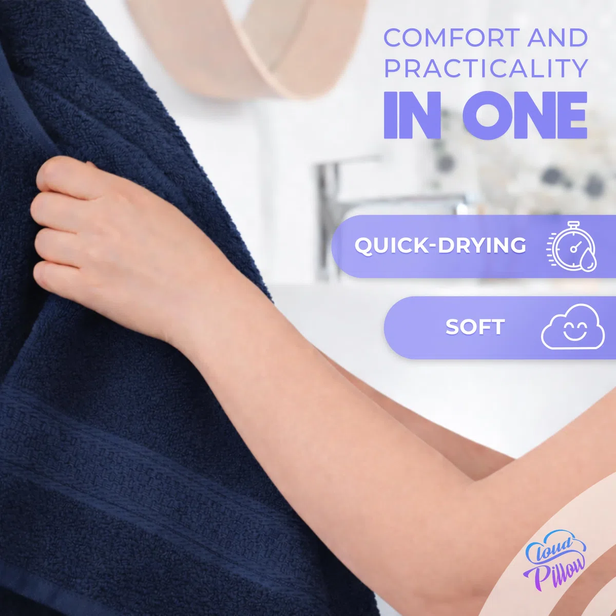 Cloud Pillow Set Asciugamani Bagno 8 Pezzi in Cotone 100% – 2 Teli Doccia 68x135 cm, 2 Asciugamani Viso 40x70 cm, 4 Lavette/Ospite 30x30 cm – Morbidi, Ultra Assorbenti e Resistenti ai Lavaggi