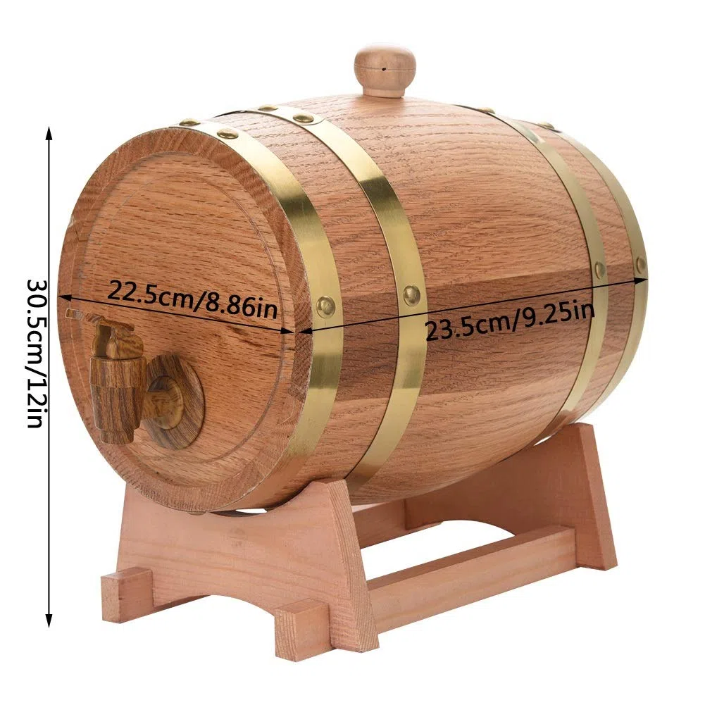 Oak Barrel - Botte da vino in legno di quercia d'epoca per birra, Whiskey Rum Rhum, rovere invecchiato (taglia 3L)