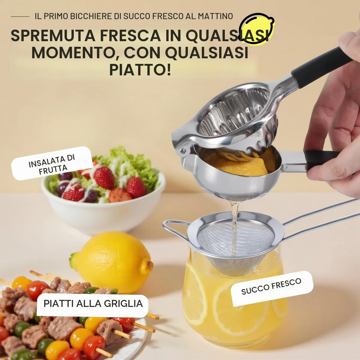 YXT&BEYOND Grande Spremiagrumi Manuale Acciaio Inox, Spremi Limone 8,5 cm di Diametro, Adatto per Ristorante, Cucina, Bar, Anticorrodente, Apto per Lavastoviglie
