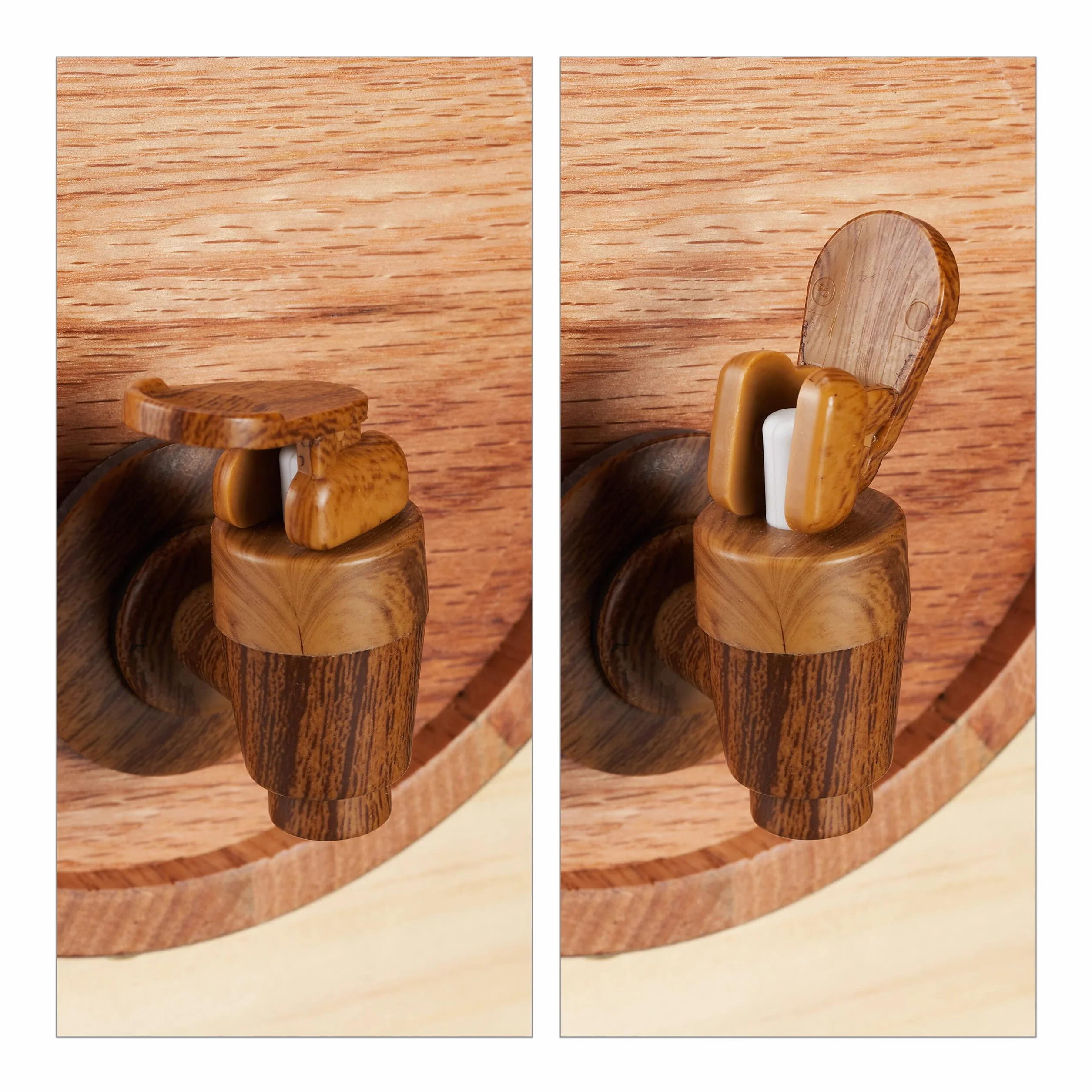 Relaxdays Botte da 1,25 Litri per Liquori, Piccolo Barile in Legno di Quercia, con Rubinetto, per Whisky, Vino, Marrone