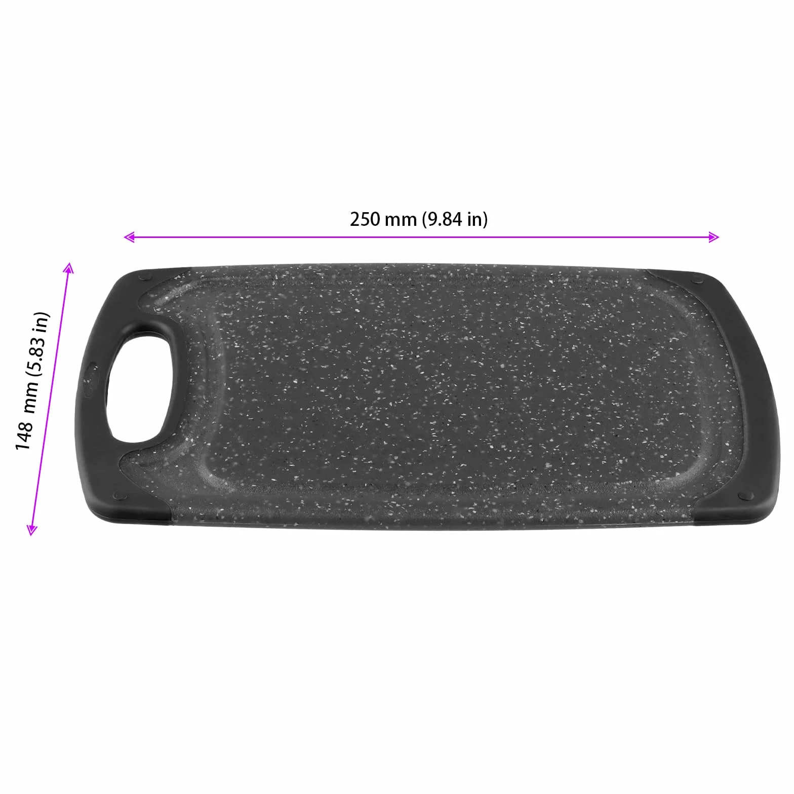 Set di 8 Taglieri da Cucina in Plastica PP Nero, Antiscivolo, con Scanalatura e Manico, Lavabile in Lavastoviglie, Senza BPA, 25 x 14,8 cm