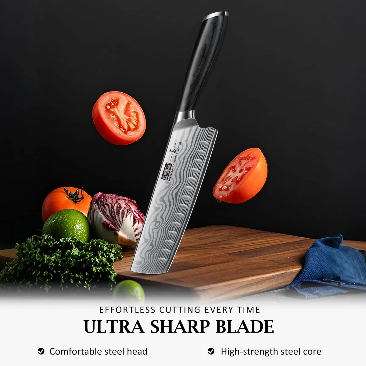 HOSHANHO Coltello da Cucina Nakiri da 18 cm, Coltello per Verdure Giapponese in Acciaio in Polvere Ad Alto Tenore di Carbonio, Coltello da Chef Multiuso Affilato con Manico Ergonomico