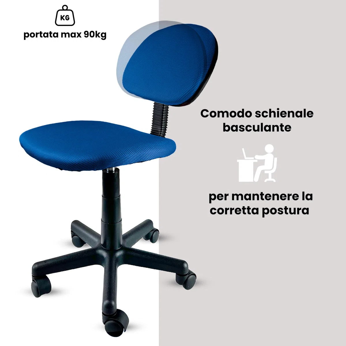 FZ SEDIA STUDIO CON ROTELLE (BLU)