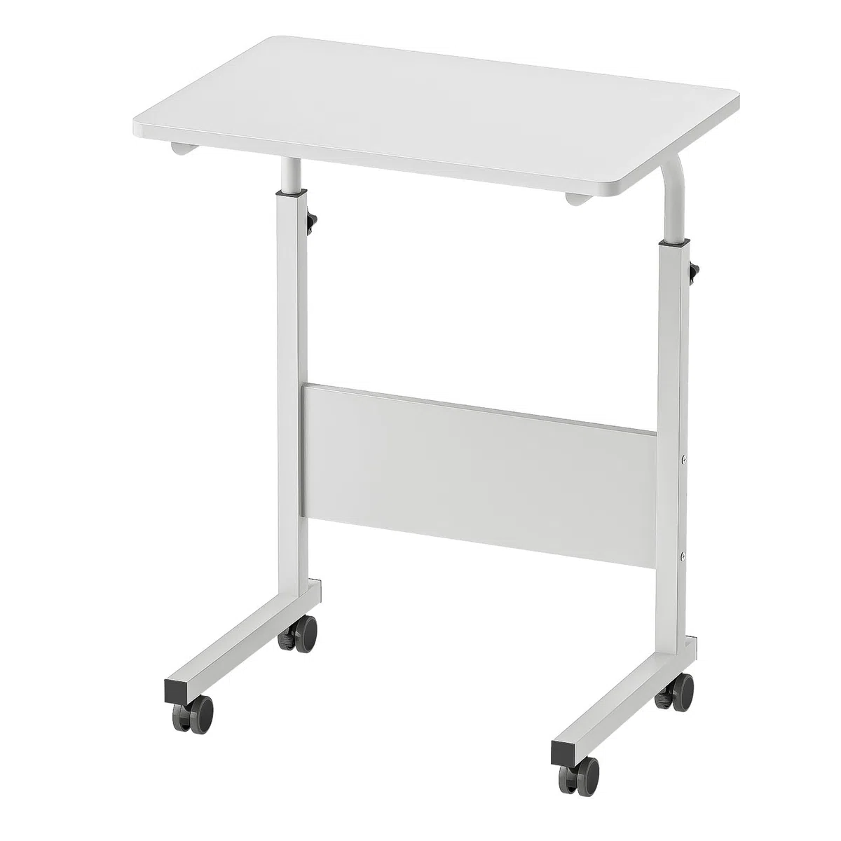 sogesfurniture Tavolo per computer portatile regolabile in altezza, con ruote, tavolino mobile per la cura del letto e del divano, 60 x 40 x 71-90 cm, bianco
