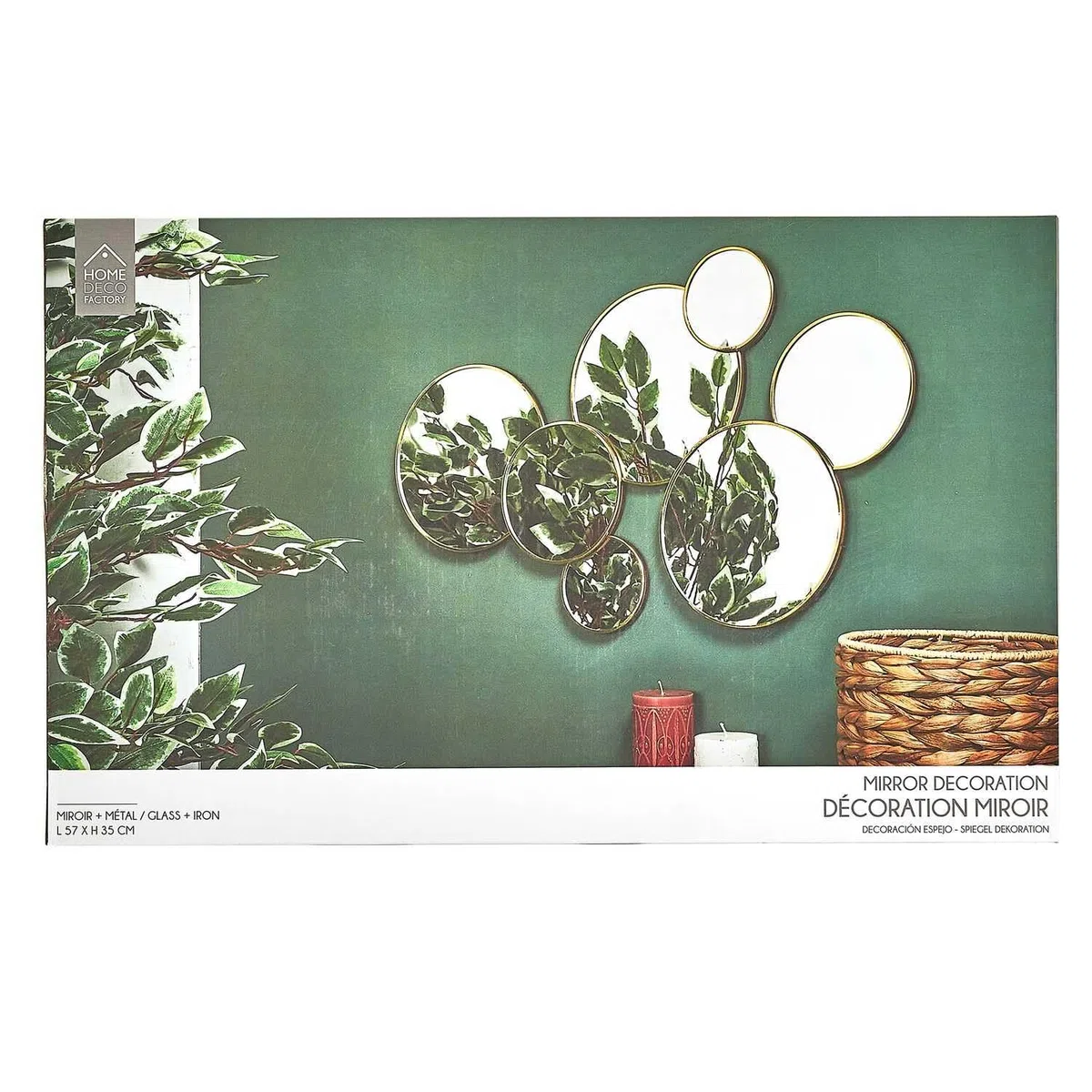 Home Deco Factory, HD4391, Specchio Decorativo Rotondo in Legno MDF, Design Moderno e Asimmetrico, Ideale per Soggiorno o Camera da Letto, Finitura Elegante, 57 x 35 cm, Oro