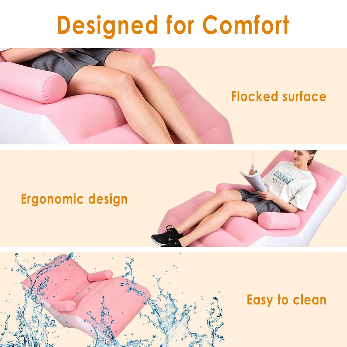 Divano ad aria, divano da campeggio con poggiapiedi, divano gonfiabile, poltrona gonfiabile, poltrona gonfiabile, poltrona da piscina, airlounge, pouf da esterno, per campeggio, casa (1, S | Gonfiabile