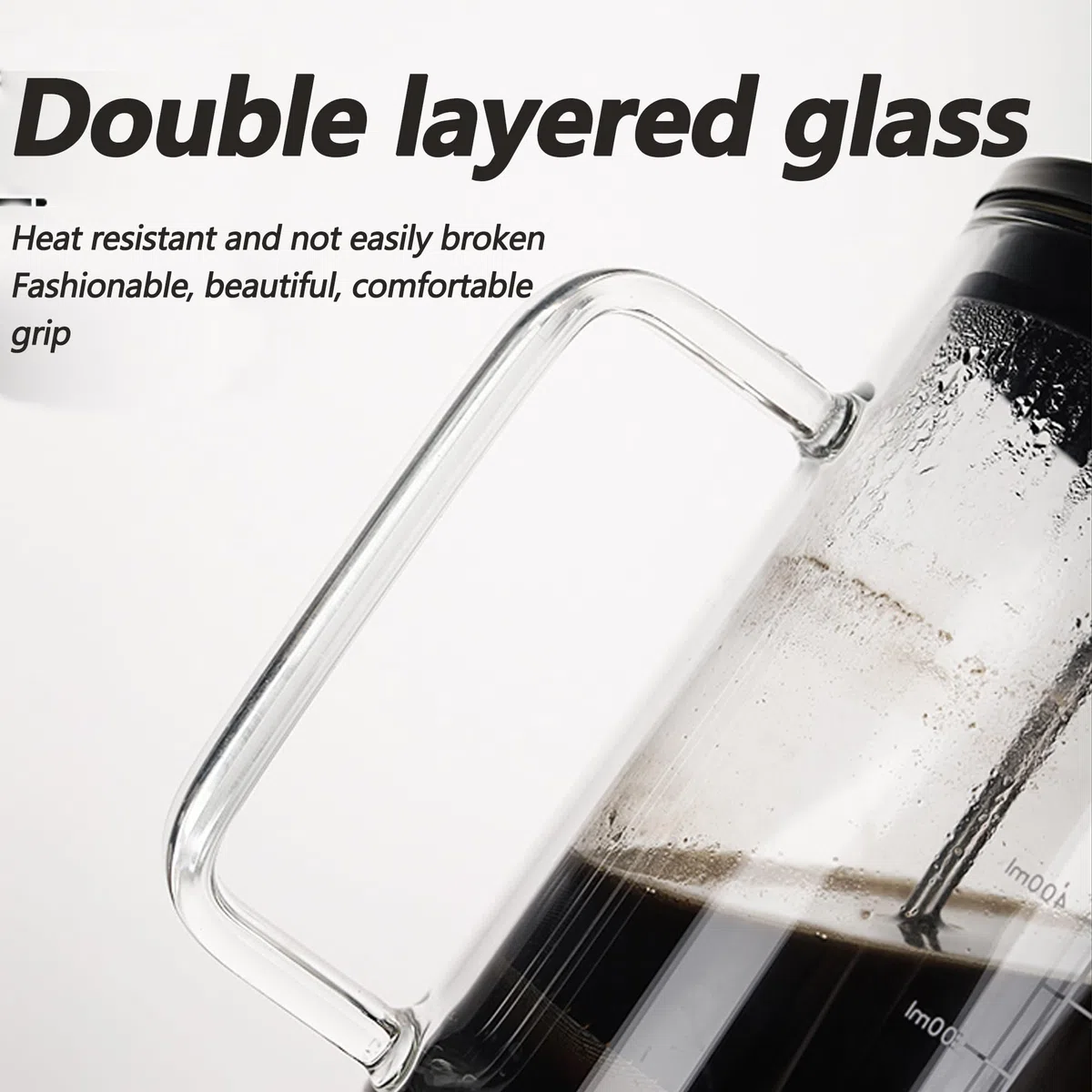 Caffettiera francese da 2 tazze, per filtrare caffè, tè sfuso e schiuma di latte, con triplo filtro in acciaio inox, piccola pressa per tè in vetro borosilicato resistente al calore