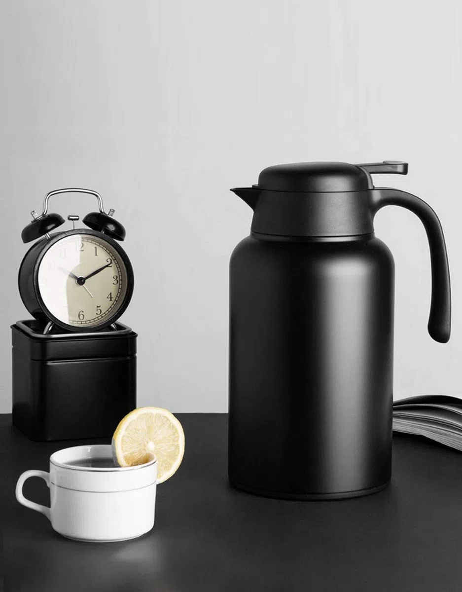 Luvan Thermos 2L - Caraffa termica in acciaio inox, con ritenzione calda fredda 24H (nero)