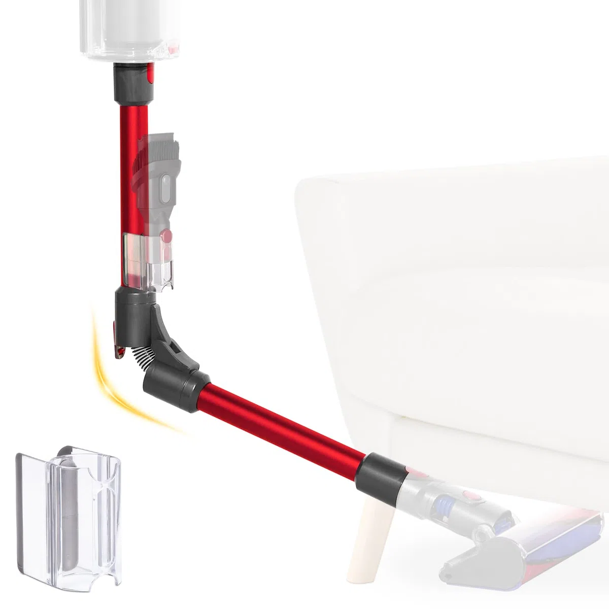 Tubo telescopico pieghevole compatibile con Dyson V7 V8 V10 V11 V15 aspirapolvere senza fili, tubo in alluminio a sgancio rapido migliorato per la pulizia sotto il letto, tavolo divano (rosso)