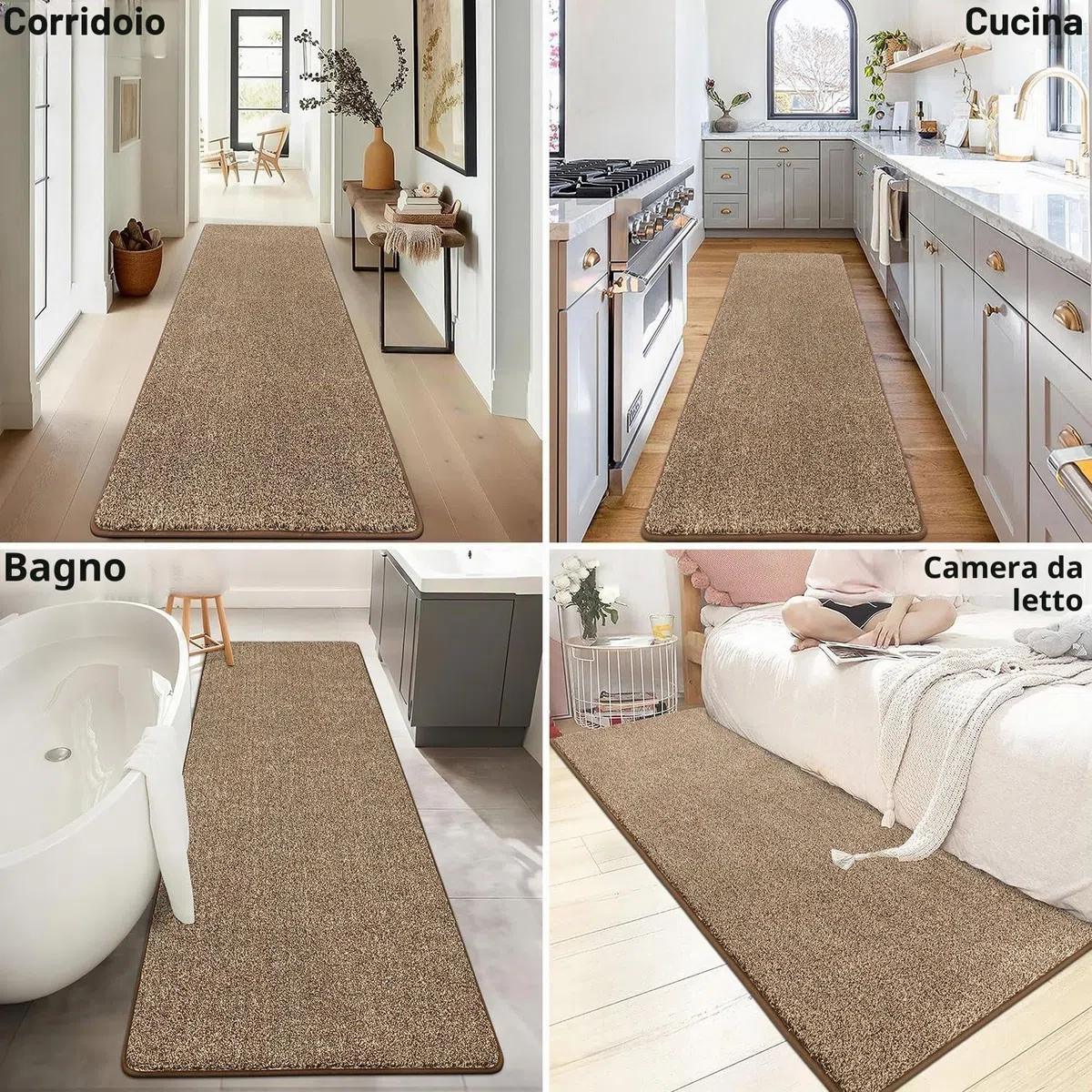 SHACOS Tappeto Corridoio Antiscivolo 60x180cm Runner Cucina Assorbente Passatoia Corridoio Lavabile Lungo per Cucina, Ingresso, Lavanderia