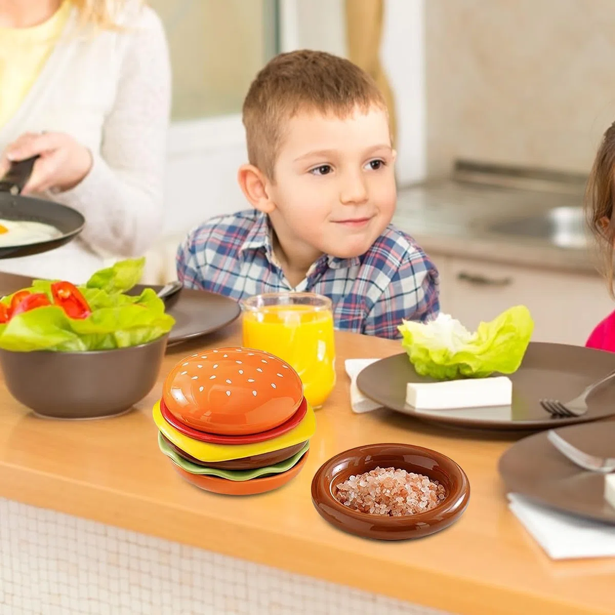 Generico Set Piatti Di Hamburger, 6 Pezzi Servizio Piatti Moderni In Ceramica, 9cm Piattini Dessert Sushi Salsa Cute Decorazioni Cucina, Regali Inaugurazione Per Uomo E Donna