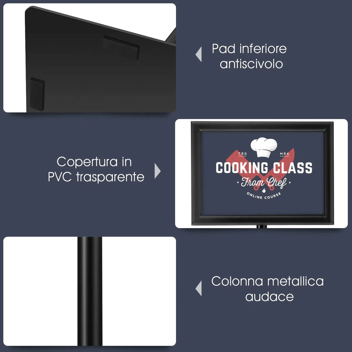 RELAX4LIFE Stand Espositore da Terra per Poster con Cornice a3/a4 in Plexiglass, Altezza Regolabile e Basa Quadrata Girevole a 360° (NERO, A4-1 PEZZO)