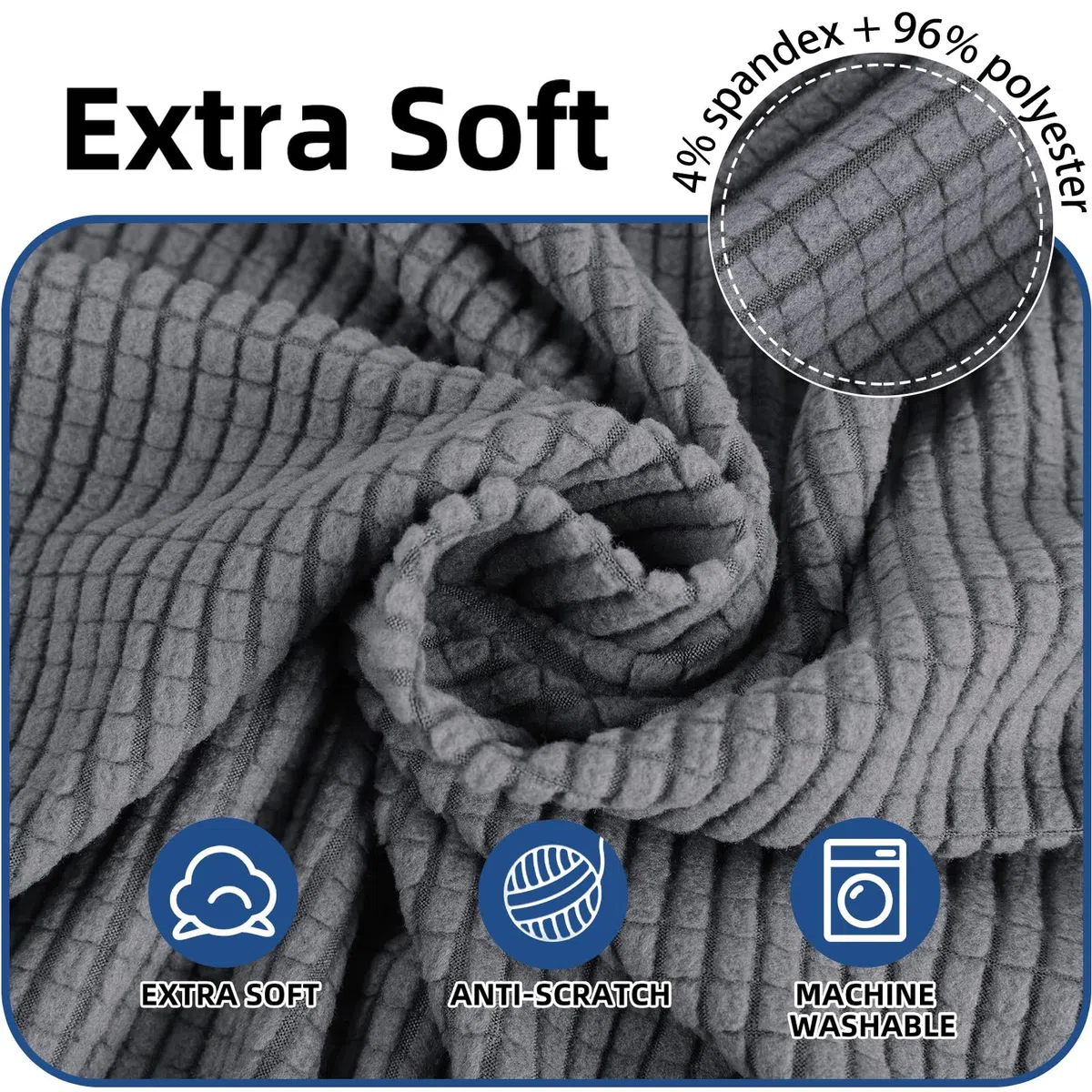 Ystyle Copridivano 3 Posti Con Braccioli, Universale Sofa Cover Antigraffio Gatto, Pesante Fodere Copridivani Elasticizzato, Copripoltrona Antimacchia Lavabile Antiscivolo, Grigio Chiaro