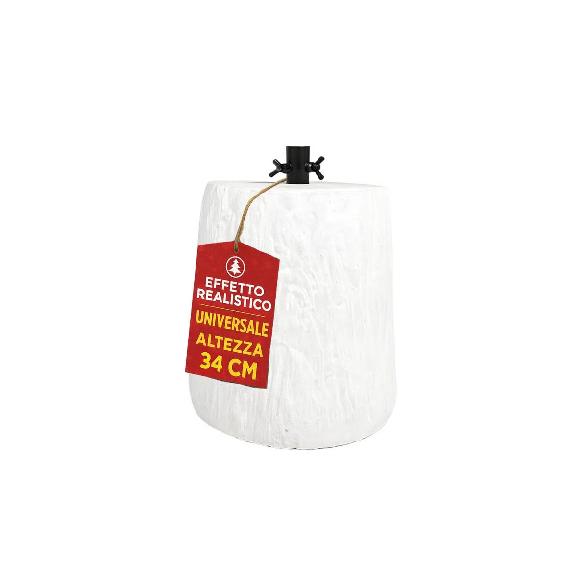 Base Albero di Natale Tronco Effetto Legno Innevato Realistico 34 x Ø 32 cm Ceppo Base Rialzata Fino a 180 cm Supporto Robusto Stabile Resistente Addobbi Decorativi Natalizi