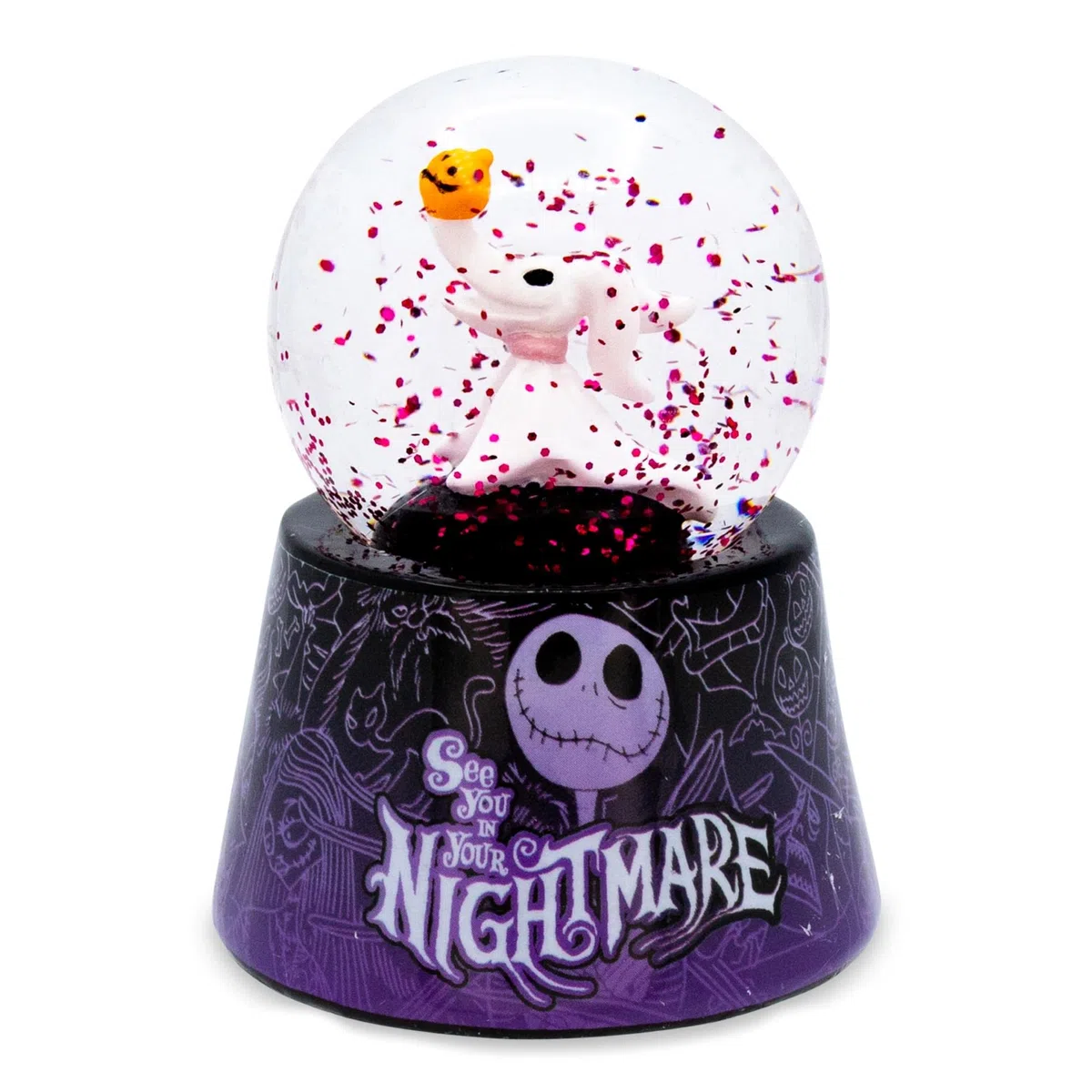 Disney The Nightmare Before Christmas Zero - Mini palloncino da neve illuminato da 3 pollici glitterato per adulti