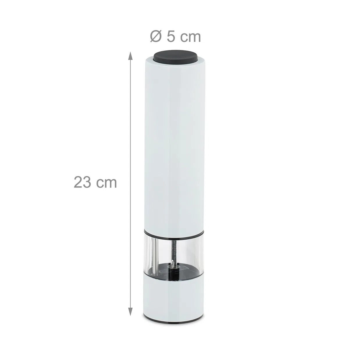 Relaxdays Macina Pepe Elettrico, Set da 2 Trita Spezie in Acciaio, Macinino in Ceramica Luce LED, Salino, Bianco Nero, Inox