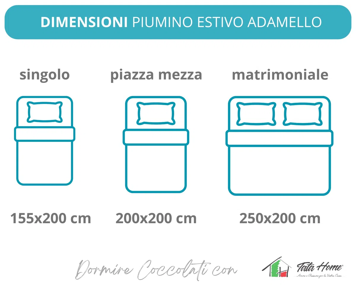 Tata Home Piumino Estivo Matrimoniale Primaverile Imbottitura 100 gr mq Piumino Leggero in Morbida Microfibra Misura 250x200 cm Made in Italy Mod. Adamello