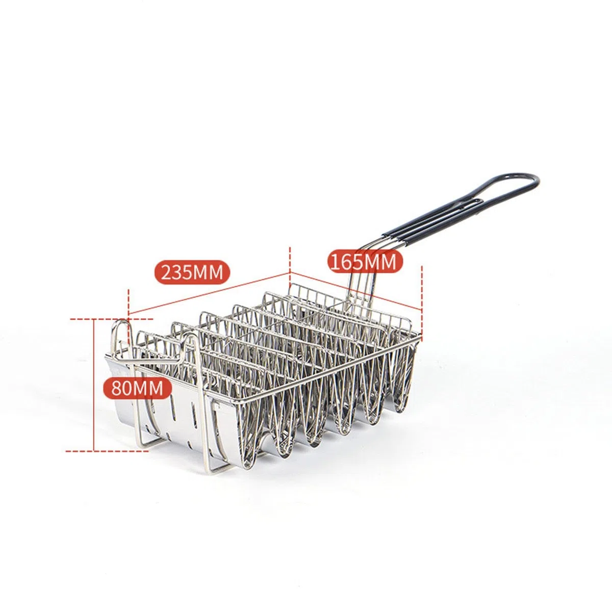 Taco Frittura V Shaped con Manico Sicuro, Cestello per Frittura in Acciaio Inox e Ferro Durevole, Facile da Pulire, Cestello per Friggitrice, 6 Scomparti