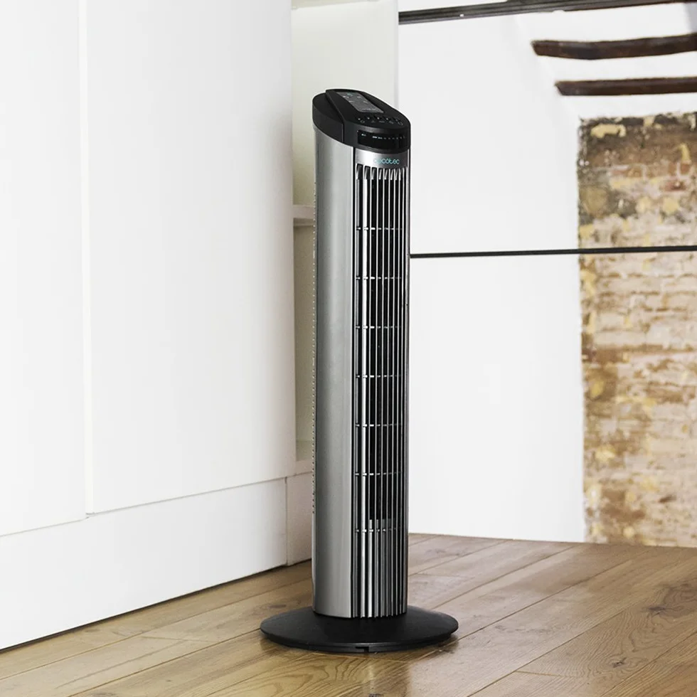 Cecotec Ventilatore a Torre Digitale EnergySilence 890 Skyline. 50 W, 3 velocità, Motore 100% in Rame, Telecomando, Display LCD, Timer Programmabile fino a 7,5 ore